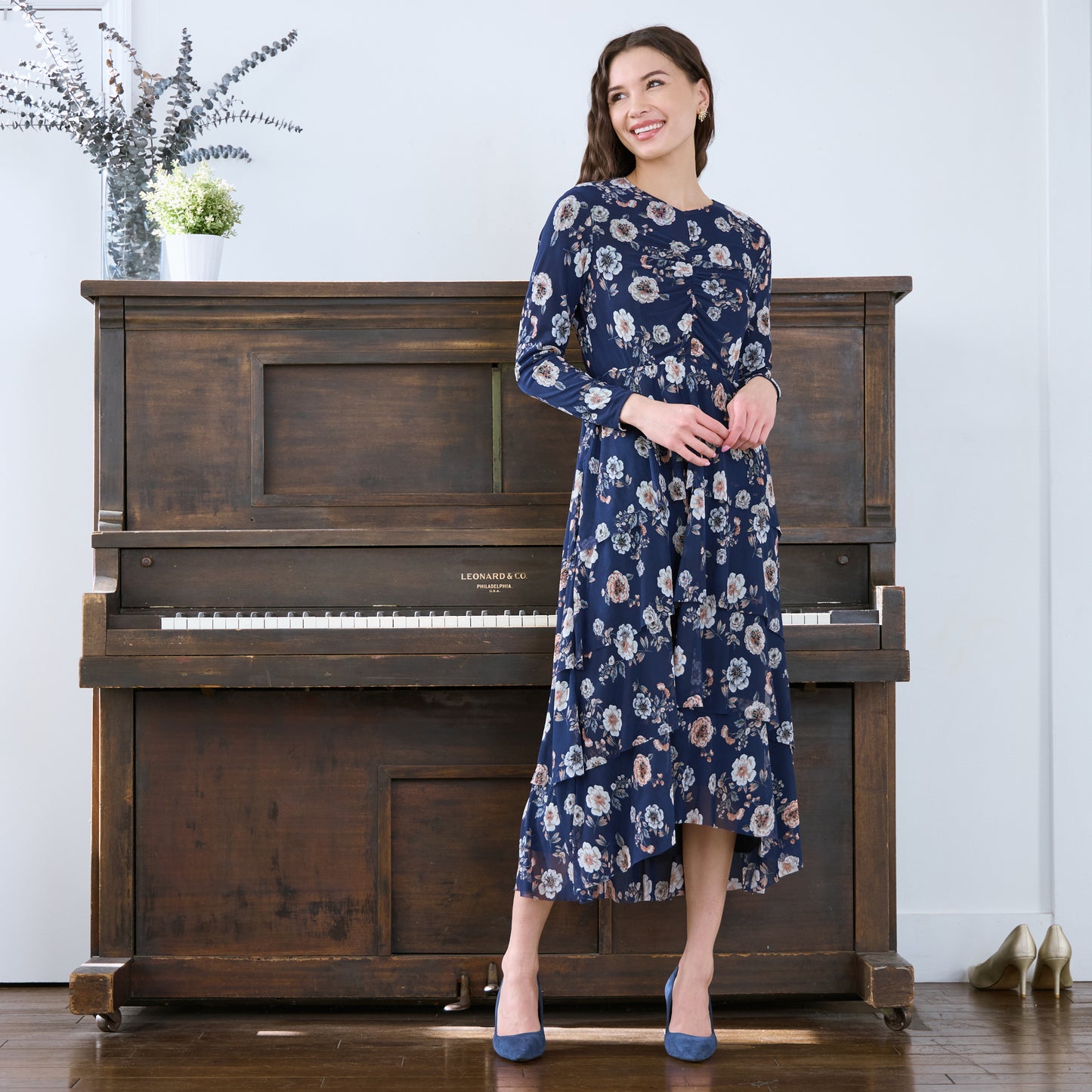 AURORA DRESS - NAVY FLORAL