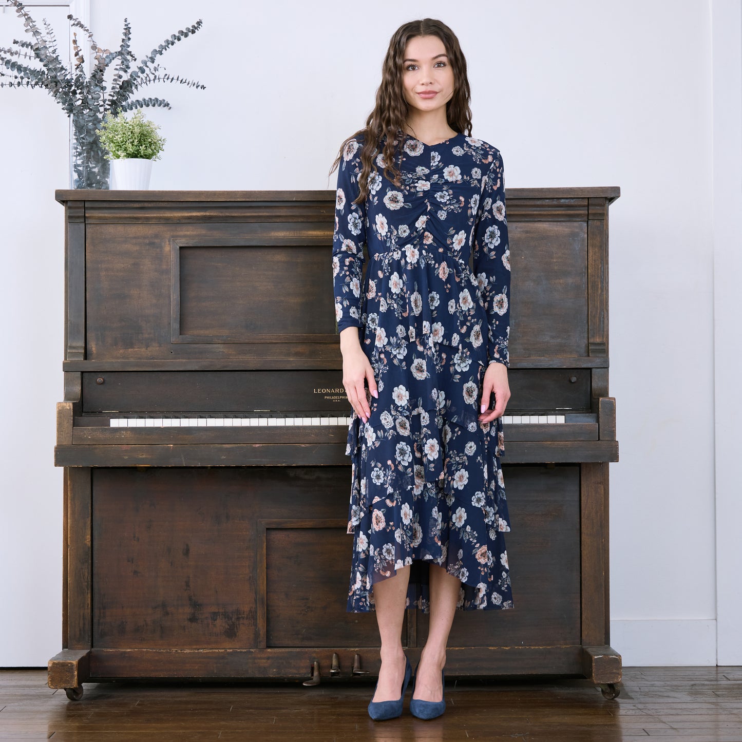 AURORA DRESS - NAVY FLORAL