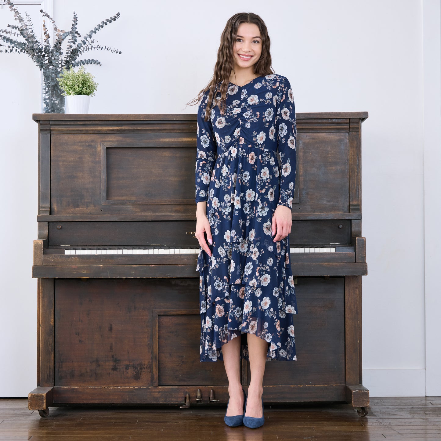 AURORA DRESS - NAVY FLORAL