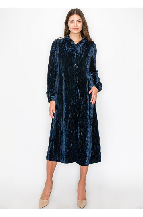 YAL VELVET BUTTON DOWN DRESS