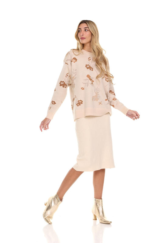 SOHO IVORY FLORAL SWEATER