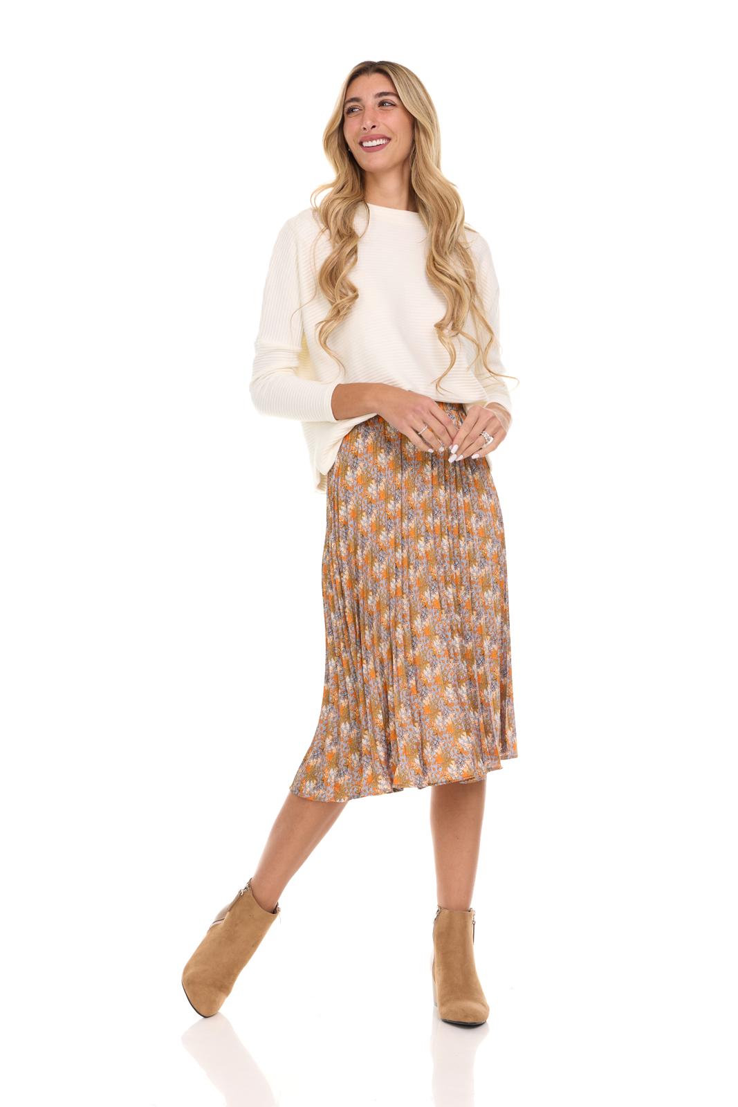 SOHO PLEATED SILK SKIRT - CASCADE