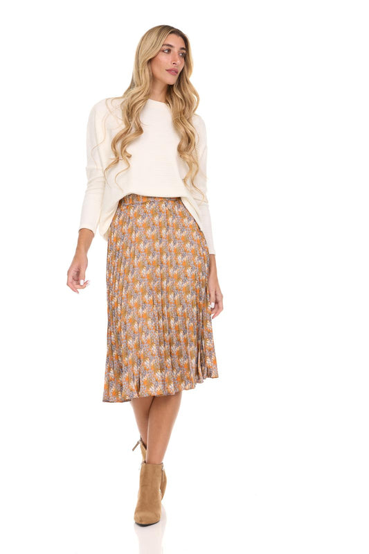 SOHO PLEATED SILK SKIRT - CASCADE