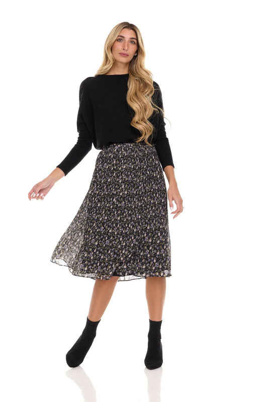 SOHO PLEATED MIDI SKIRT - GRAPE